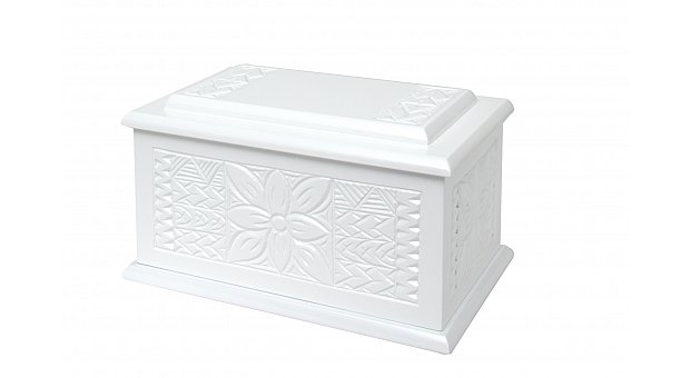 Raised Lid Polynesian Carved White